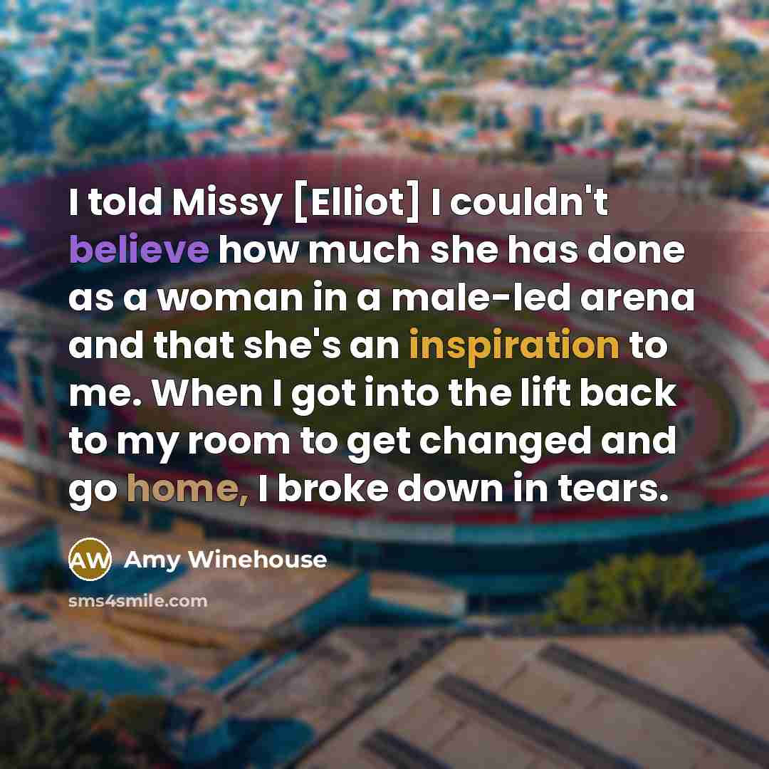 “I told Missy [Elliot] I couldn't believe how much she…” quote by Amy Winehouse