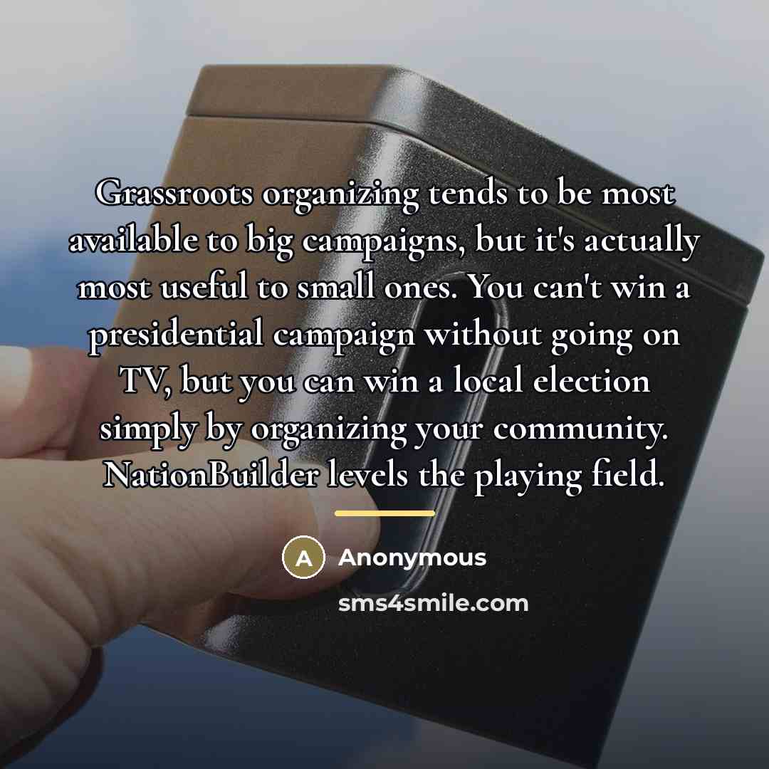 “Grassroots organizing tends to be most available to big campaigns,…” quote by Anonymous