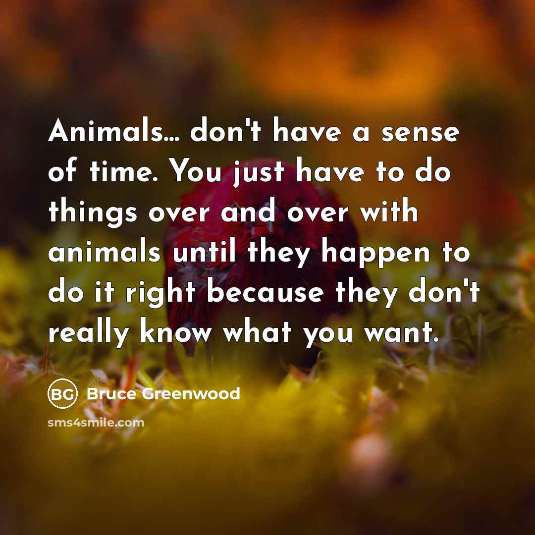 “Animals... don't have a sense of time. You just have…” quote by Bruce Greenwood