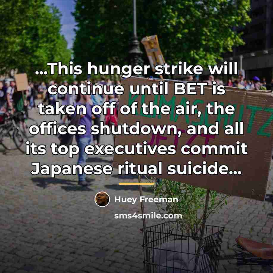 “...This hunger strike will continue until BET is taken off…” quote by Huey Freeman