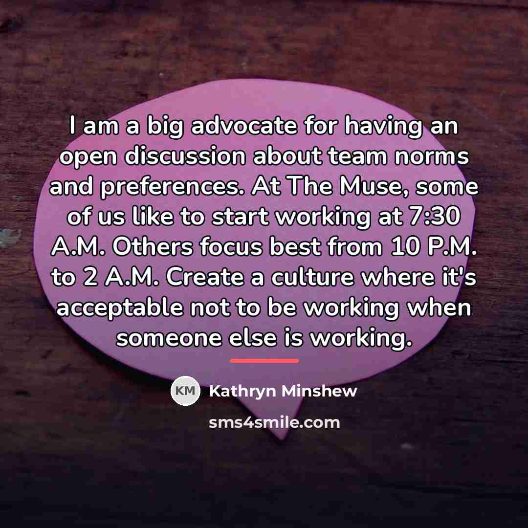 “I am a big advocate for having an open discussion…” quote by Kathryn Minshew