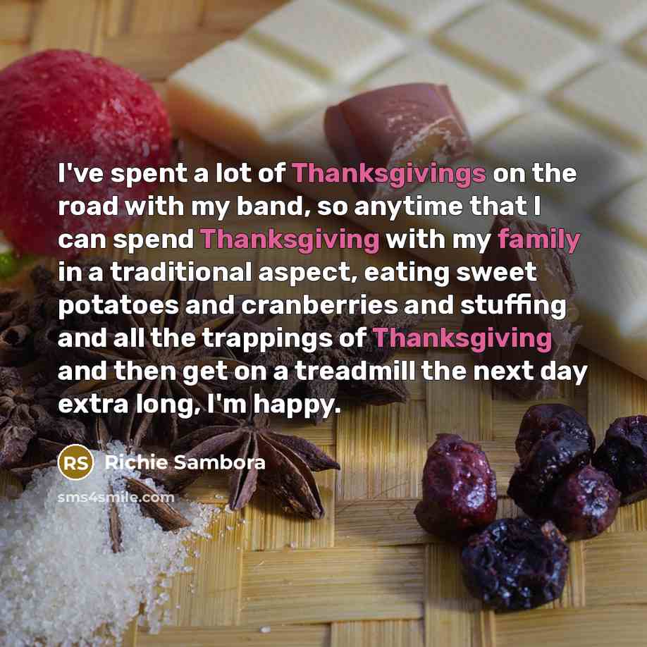“I've spent a lot of Thanksgivings on the road with…” quote by Richie Sambora