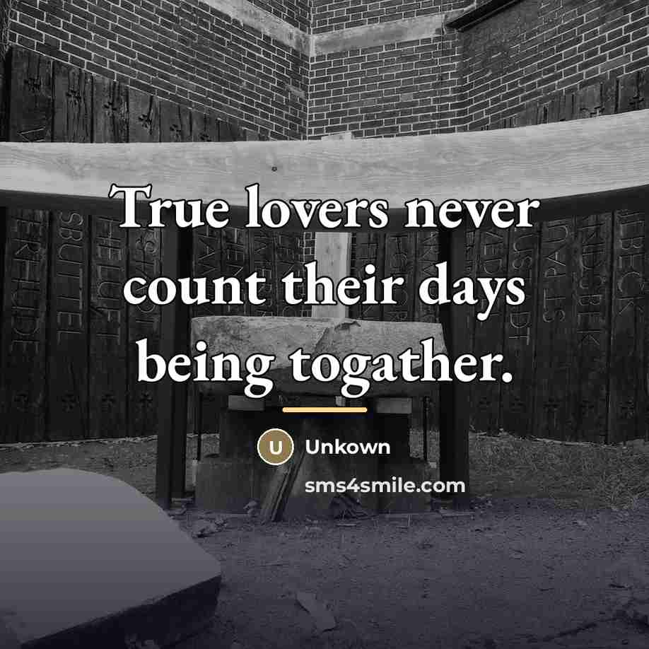 “True lovers never count their days being togather.…” quote by Unkown