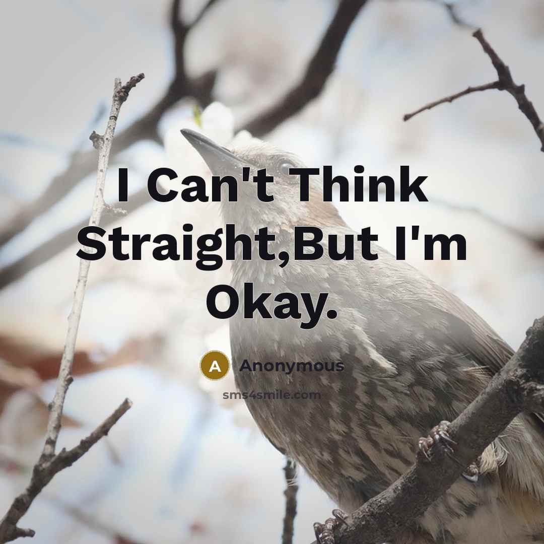 “I Can't Think Straight,But I'm Okay.…” quote by Anonymous