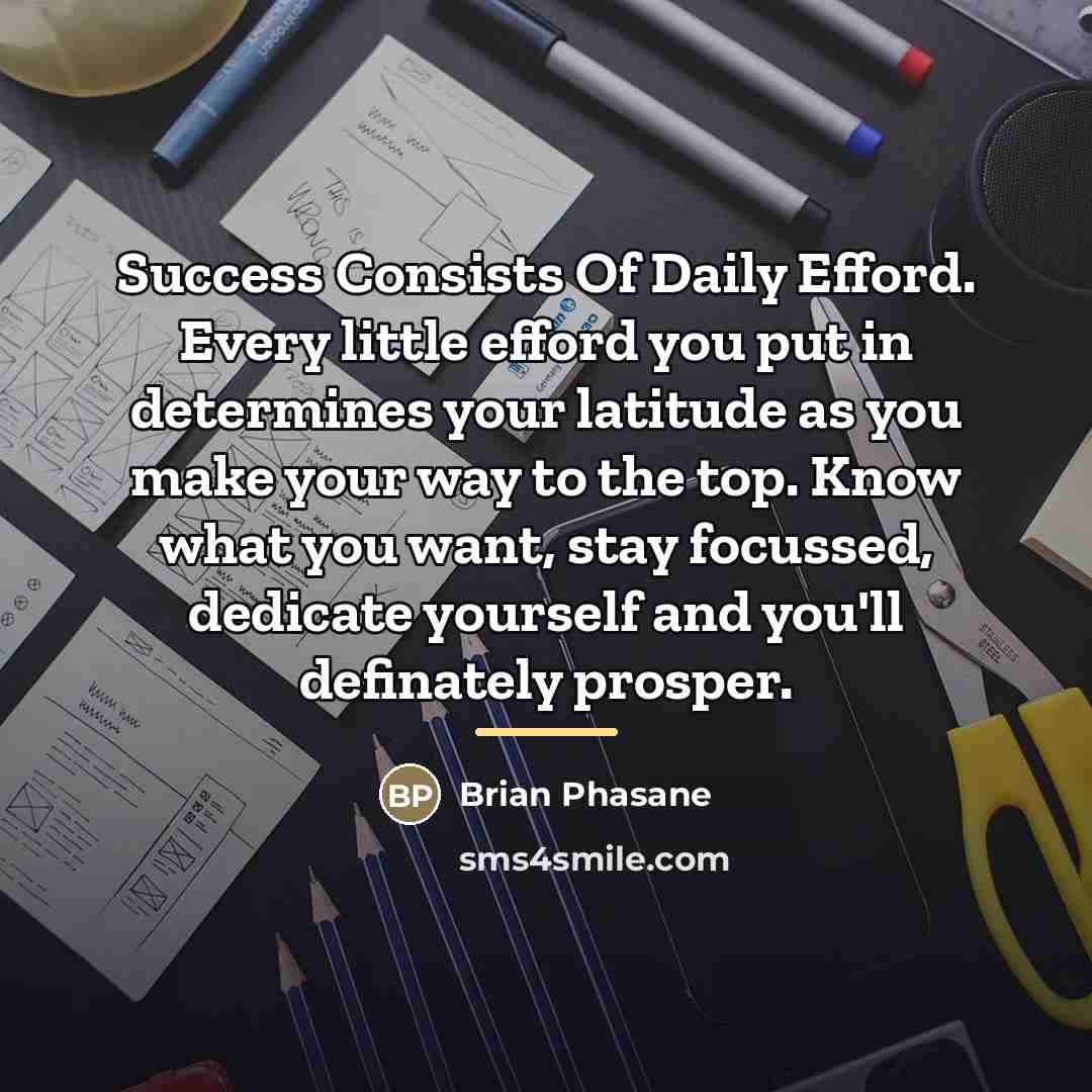 “Success Consists Of Daily Efford. Every little efford you put…” quote by Brian Phasane