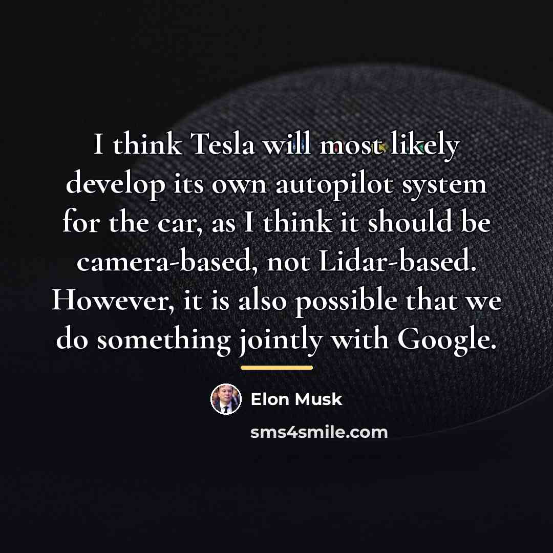 “I think Tesla will most likely develop its own autopilot…” quote by Elon Musk