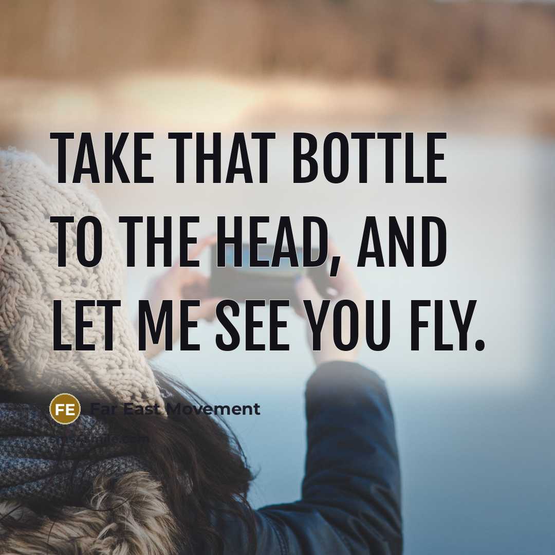 “Take that bottle to the head, and let me see…” quote by Far East Movement
