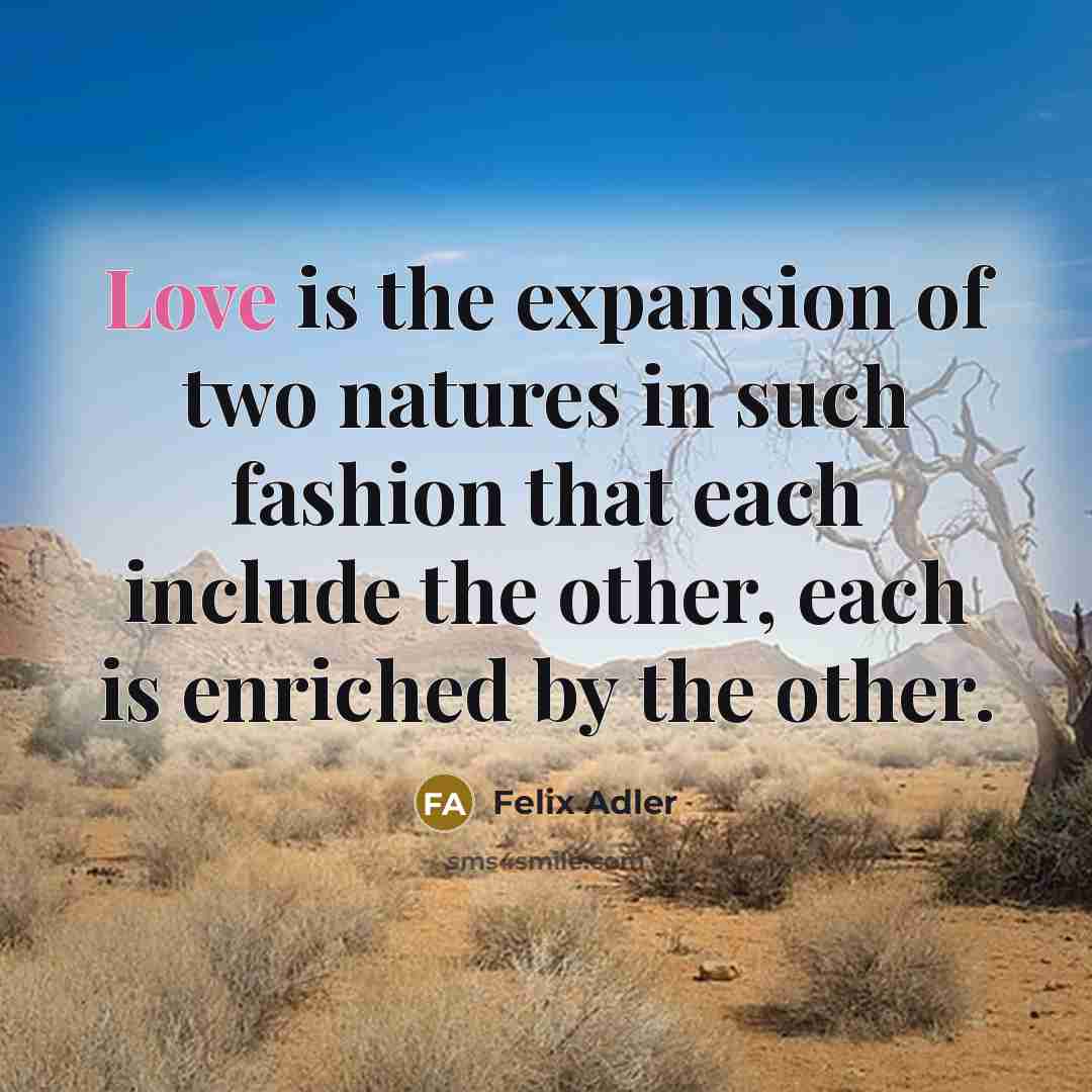 “Love is the expansion of two natures in such fashion…” quote by Felix Adler