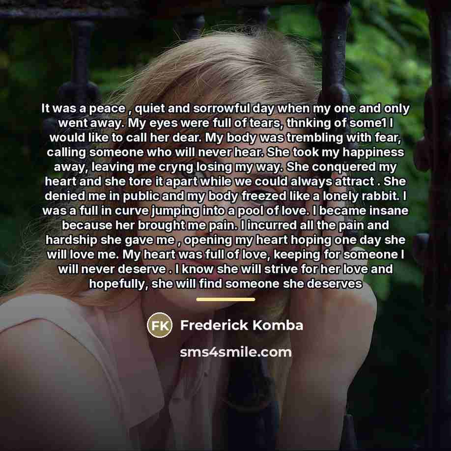“It was a peace , quiet and sorrowful day when…” quote by Frederick Komba
