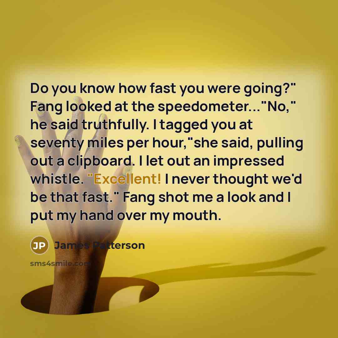 “Do you know how fast you were going?" Fang looked…” quote by James Patterson