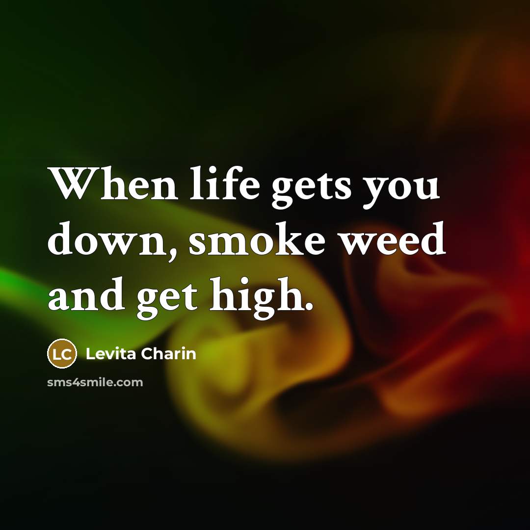 “When life gets you down, smoke weed and get high.…” quote by Levita Charin