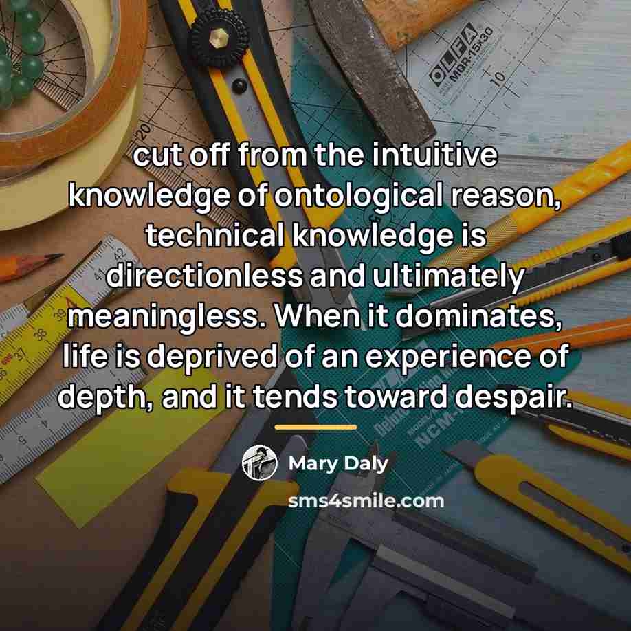 “cut off from the intuitive knowledge of ontological reason, technical…” quote by Mary Daly