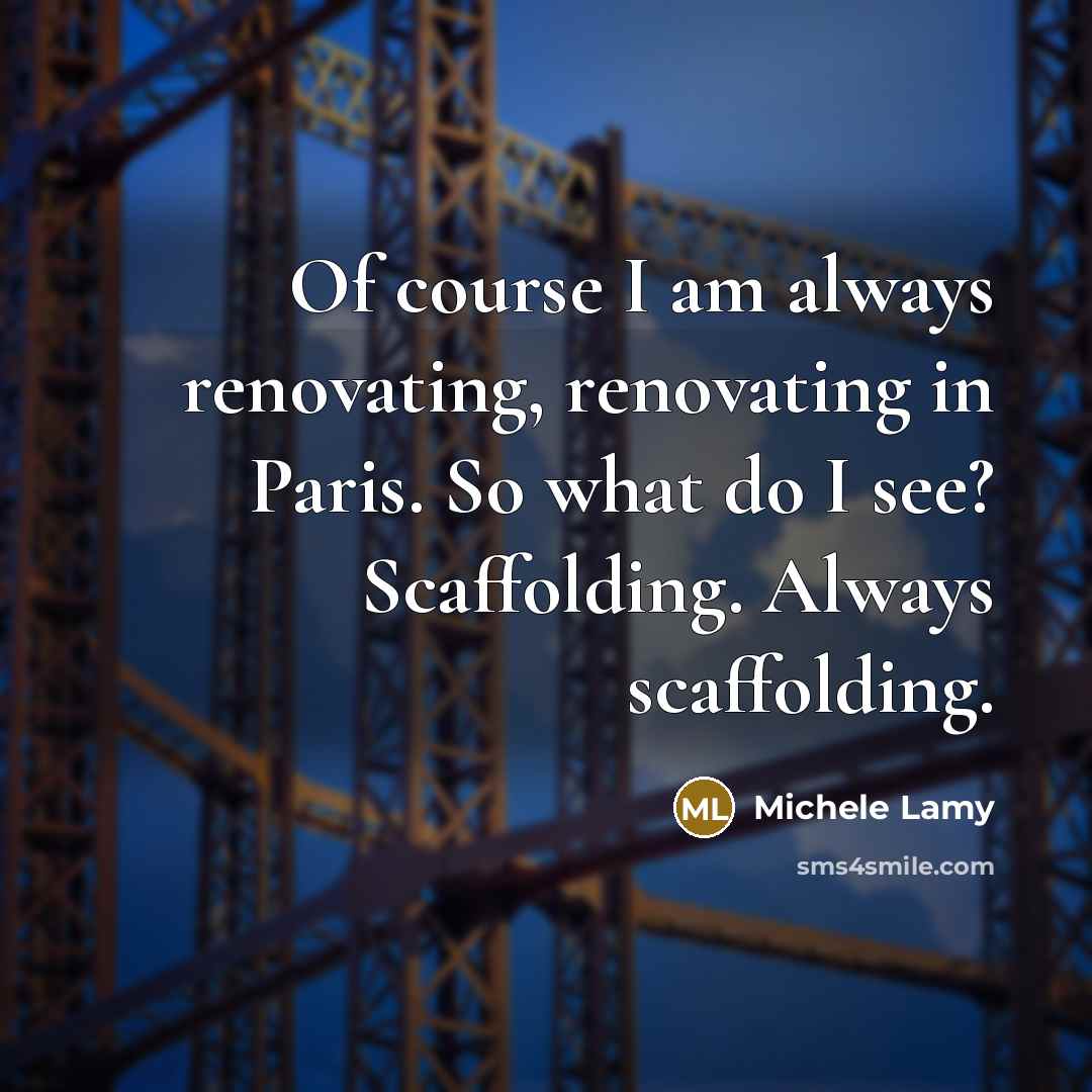 “Of course I am always renovating, renovating in Paris. So…” quote by Michele Lamy