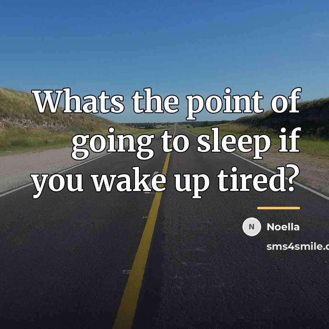 “Whats the point of going to sleep if you wake…” quote by Noella