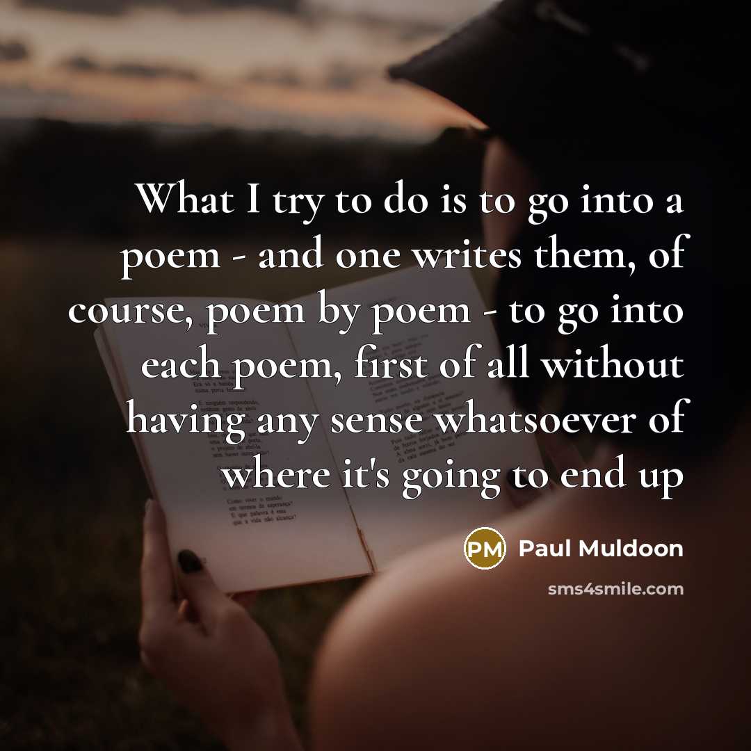 “What I try to do is to go into a…” quote by Paul Muldoon