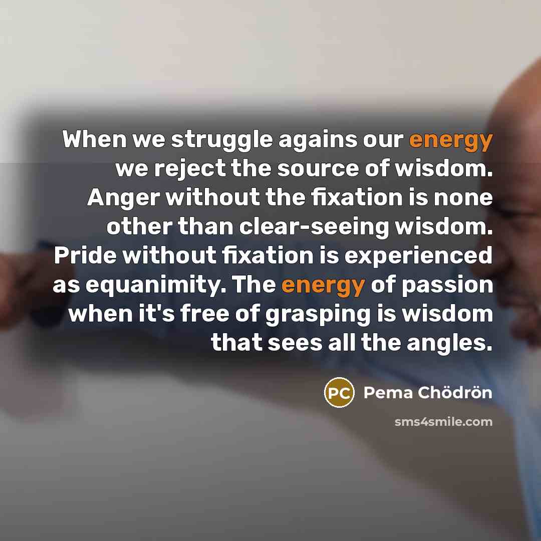 “When we struggle agains our energy we reject the source…” quote by Pema Chodron
