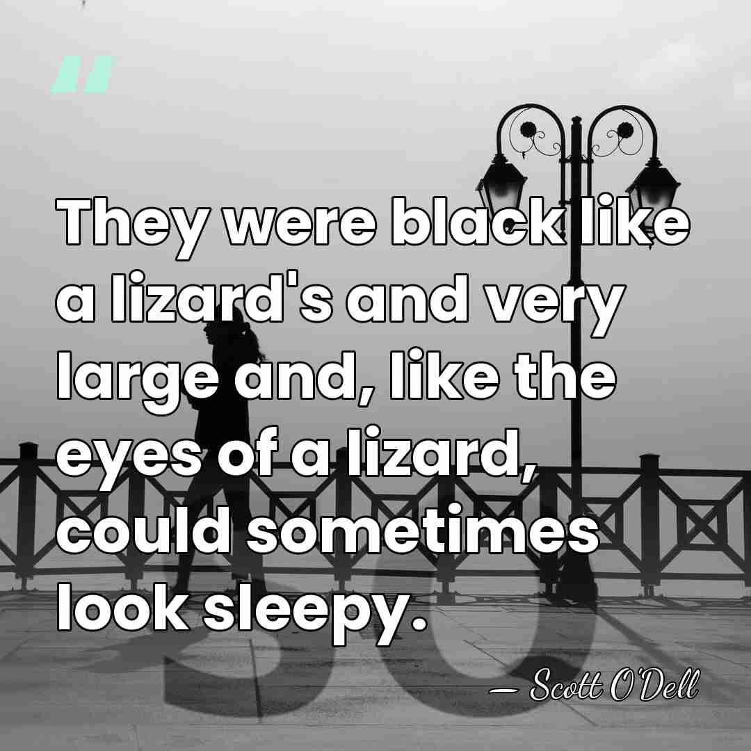 They were black like a lizard's and very large and, like the&hellip; - Scott O'Dell