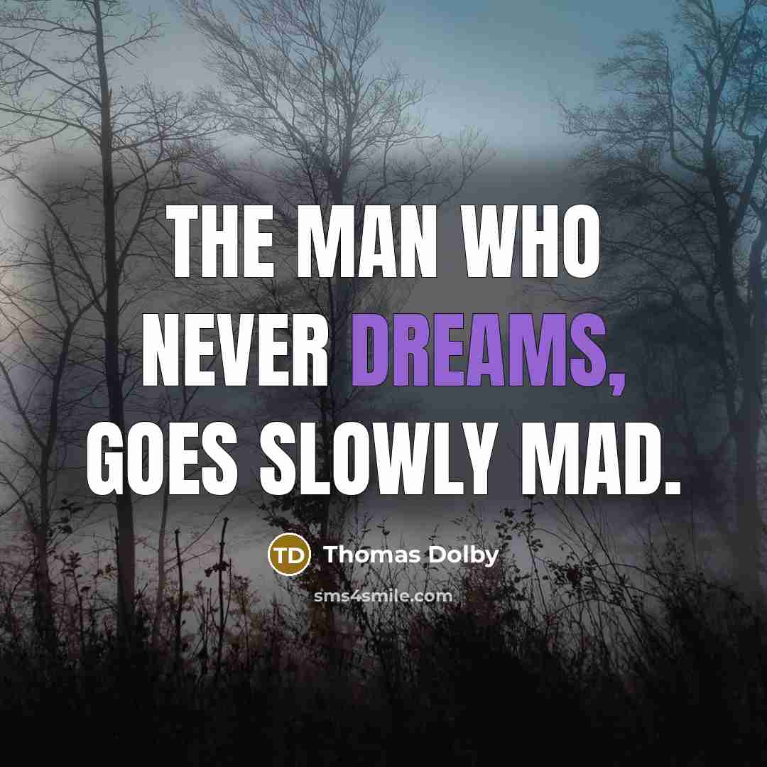 “The man who never dreams, goes slowly mad.…” quote by Thomas Dolby