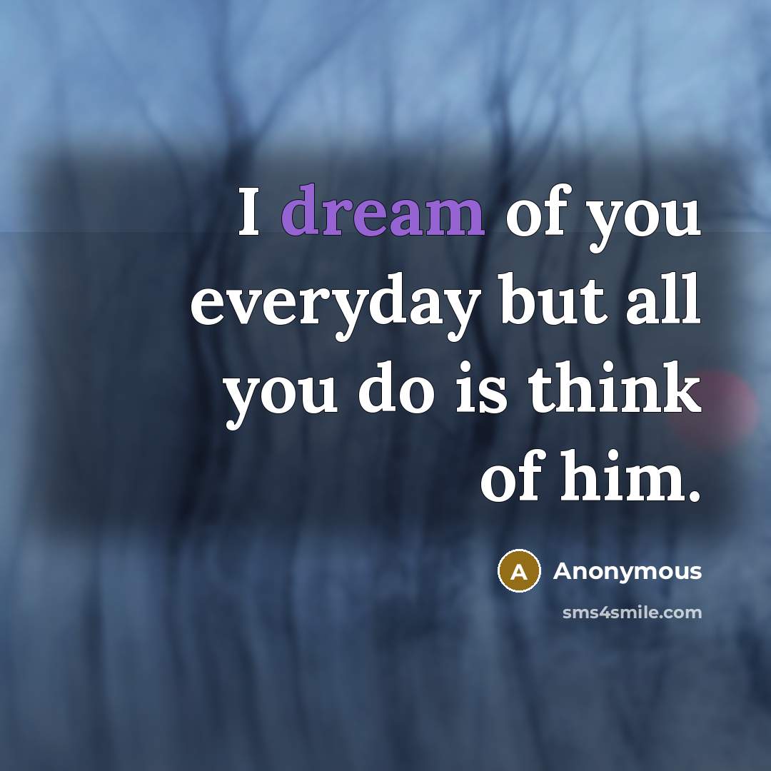“I dream of you everyday but all you do is…” quote by Anonymous