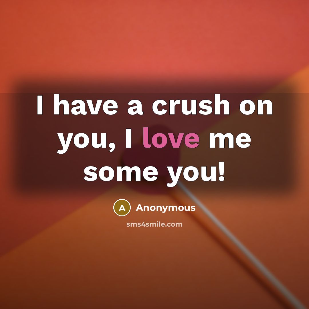 “I have a crush on you, I love me some…” quote by Anonymous