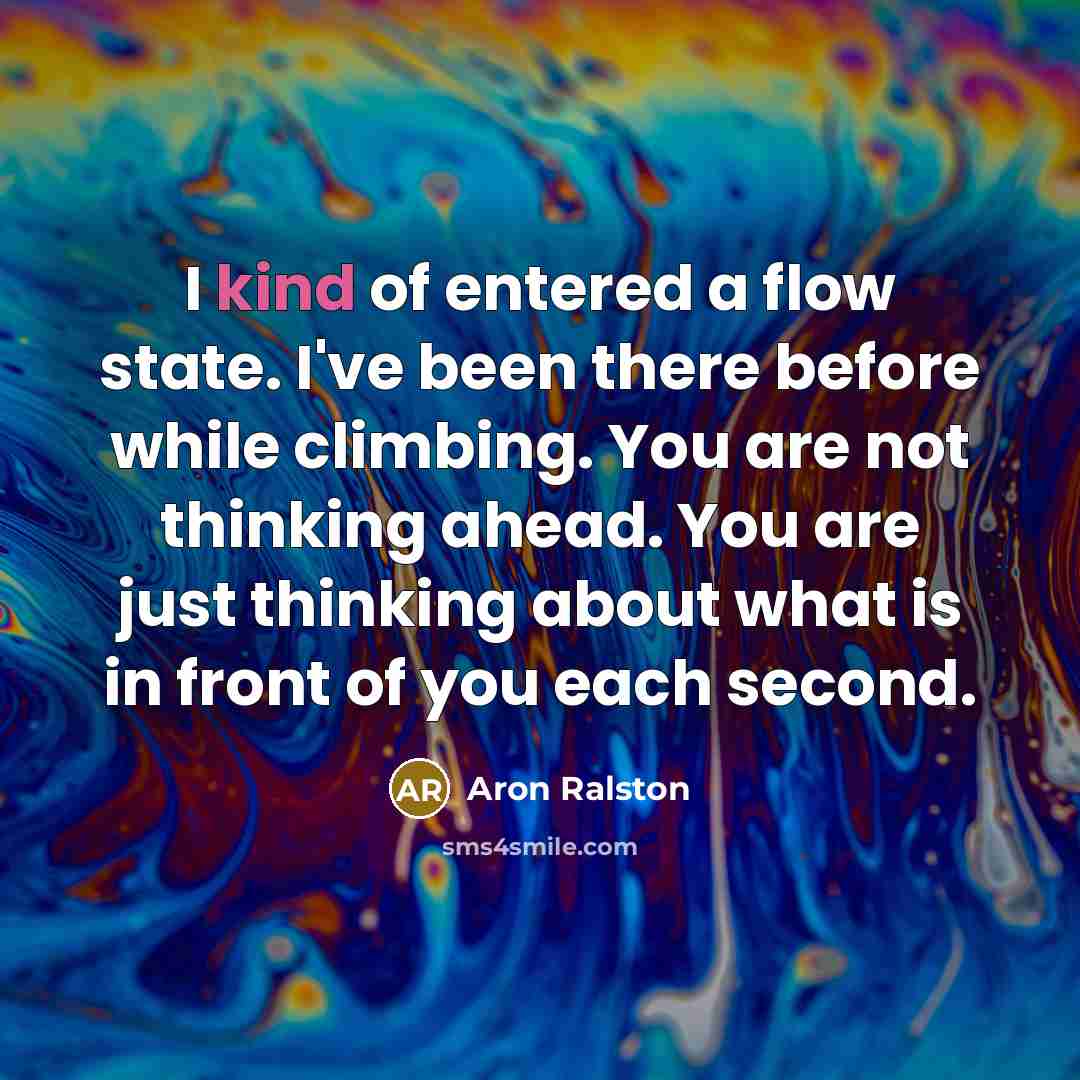 “I kind of entered a flow state. I've been there…” quote by Aron Ralston