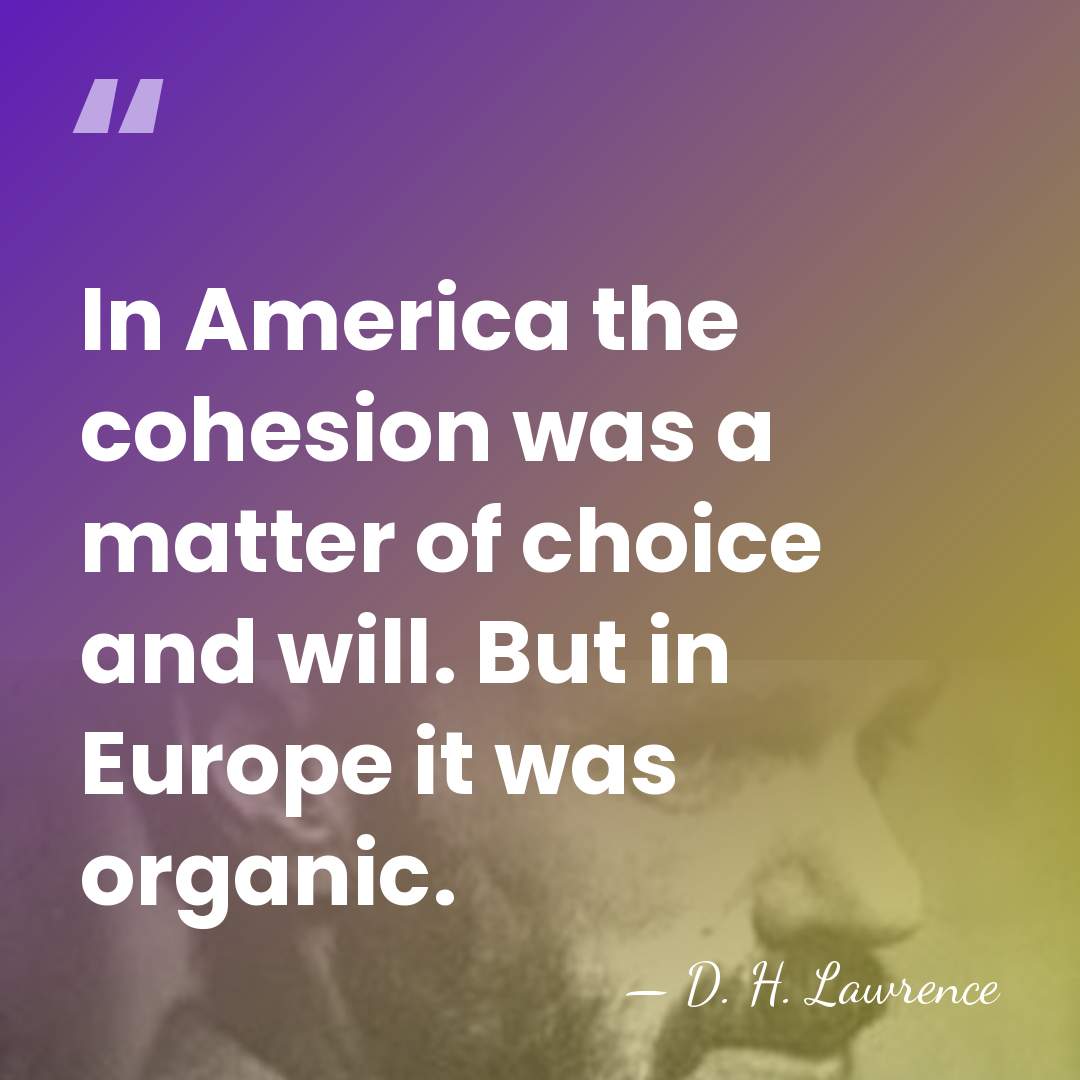 In America the cohesion was a matter of choice and will. But&hellip; - D. H. Lawrence