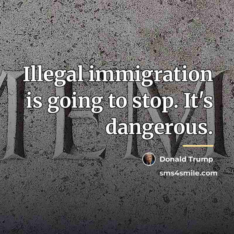 “Illegal immigration is going to stop. It's dangerous.…” quote by Donald Trump
