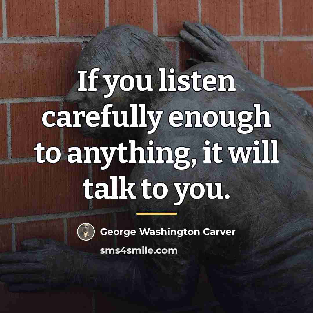 “If you listen carefully enough to anything, it will talk…” quote by George Washington Carver