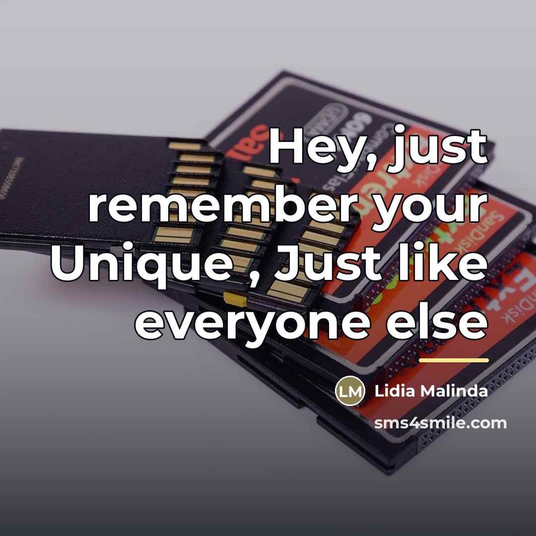 “Hey, just remember your Unique , Just like everyone else…” quote by Lidia Malinda