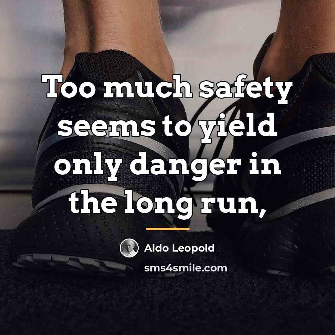 “Too much safety seems to yield only danger in the…” quote by Aldo Leopold