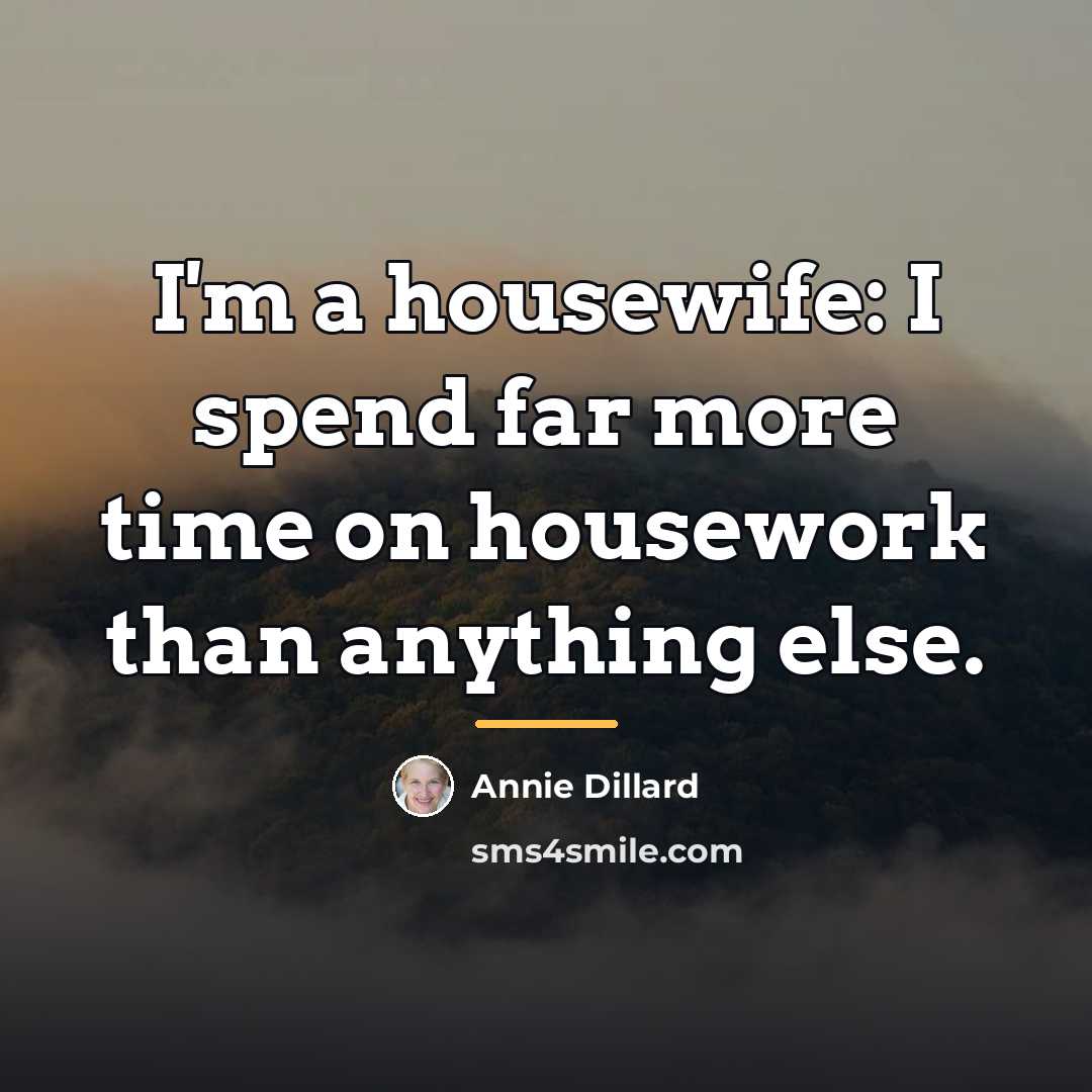 “I'm a housewife: I spend far more time on housework…” quote by Annie Dillard