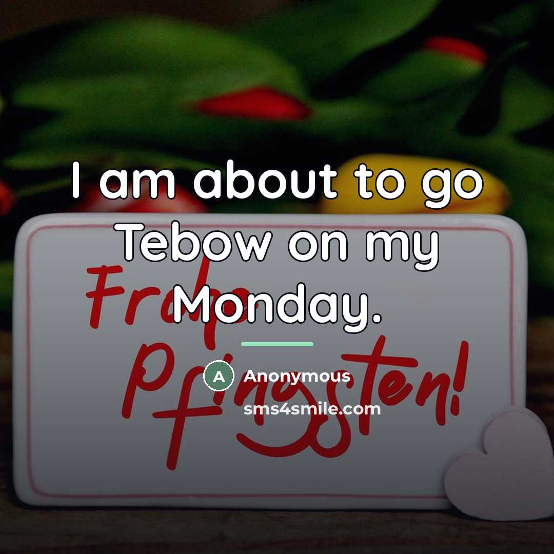 “I am about to go Tebow on my Monday.…” quote by Anonymous
