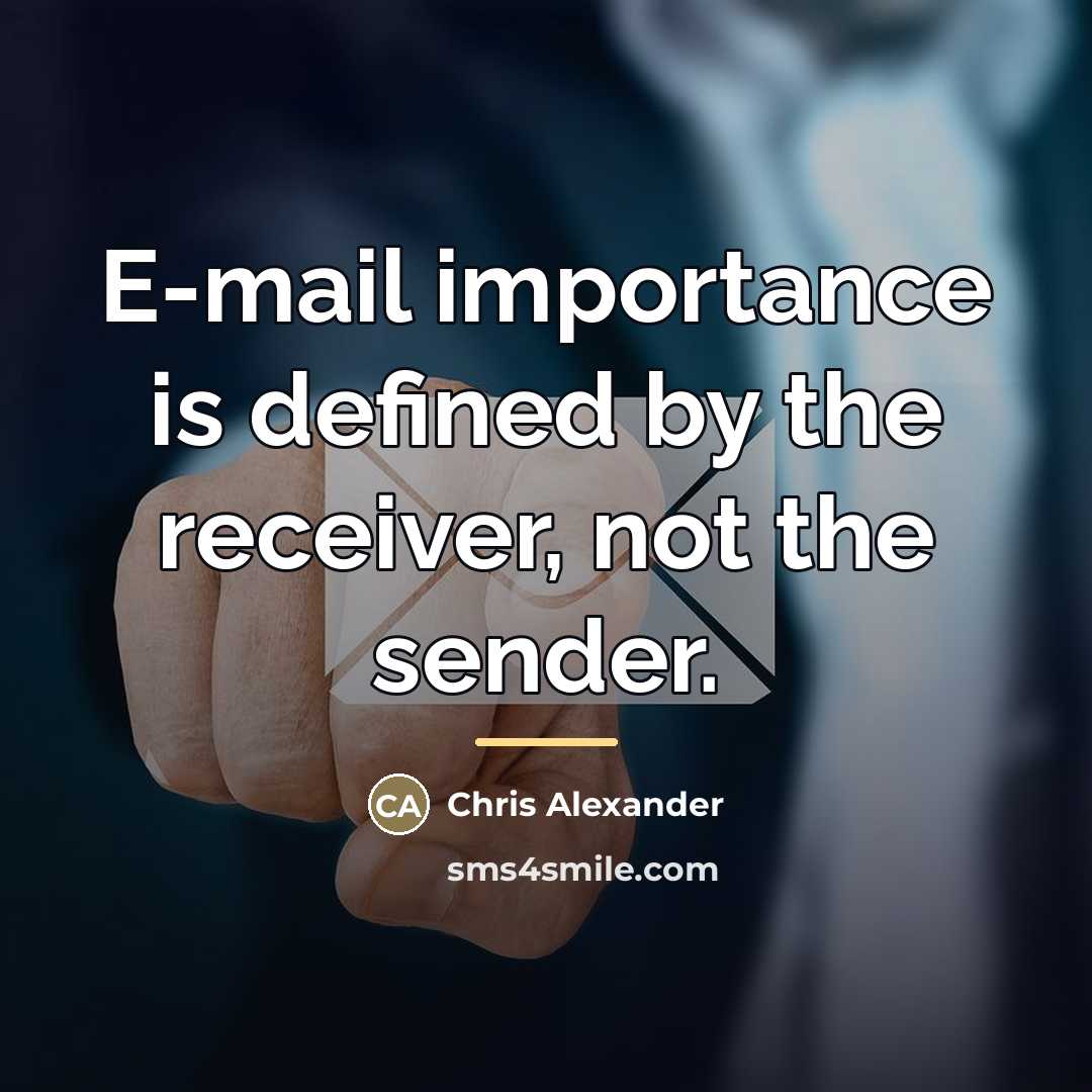 “E-mail importance is defined by the receiver, not the sender.…” quote by Chris Alexander