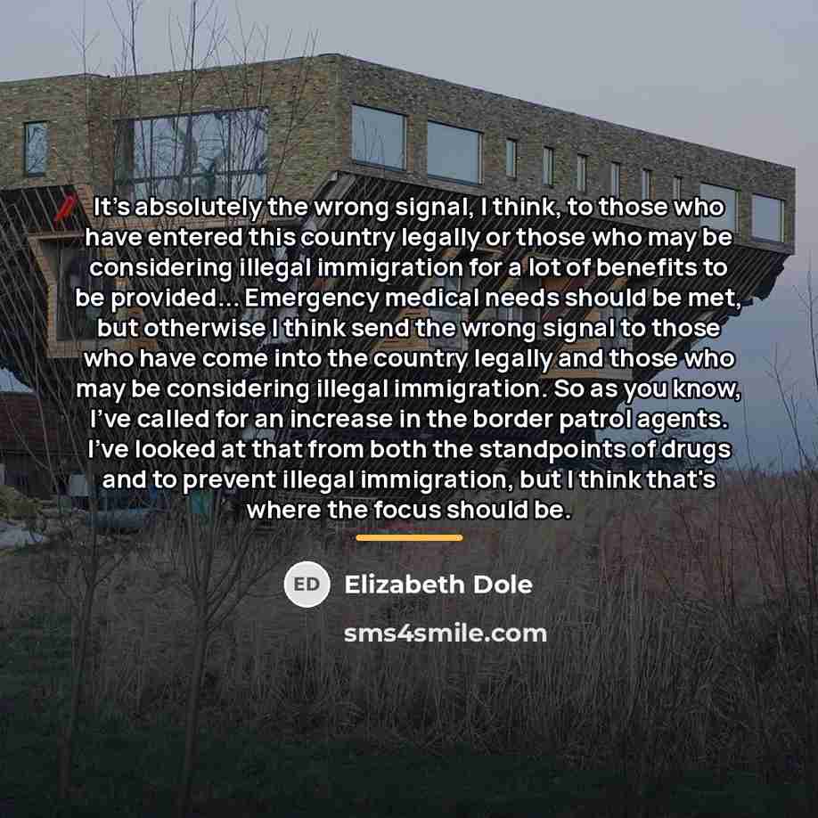 “It's absolutely the wrong signal, I think, to those who…” quote by Elizabeth Dole