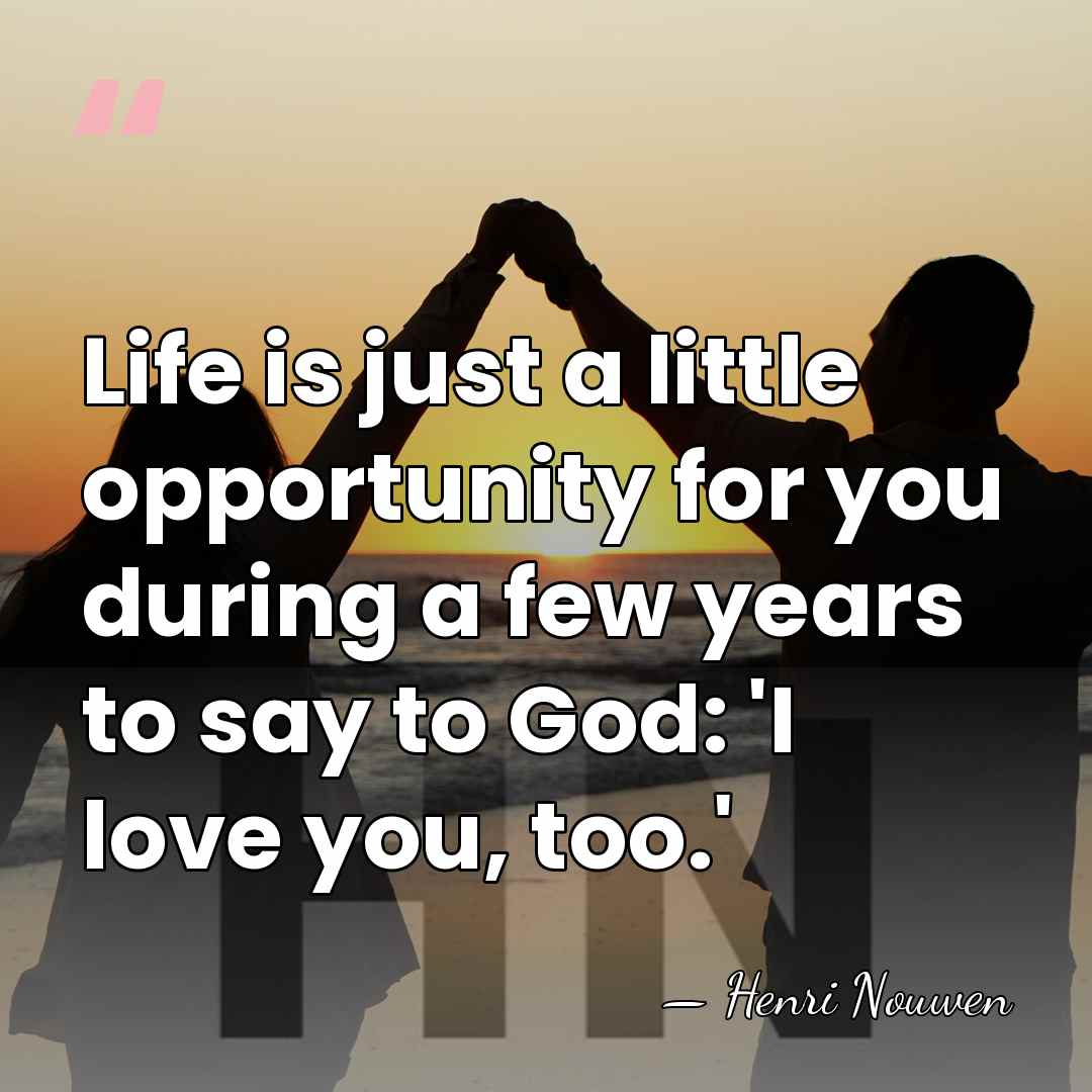 Life is just a little opportunity for you during a few years&hellip; - Henri Nouwen