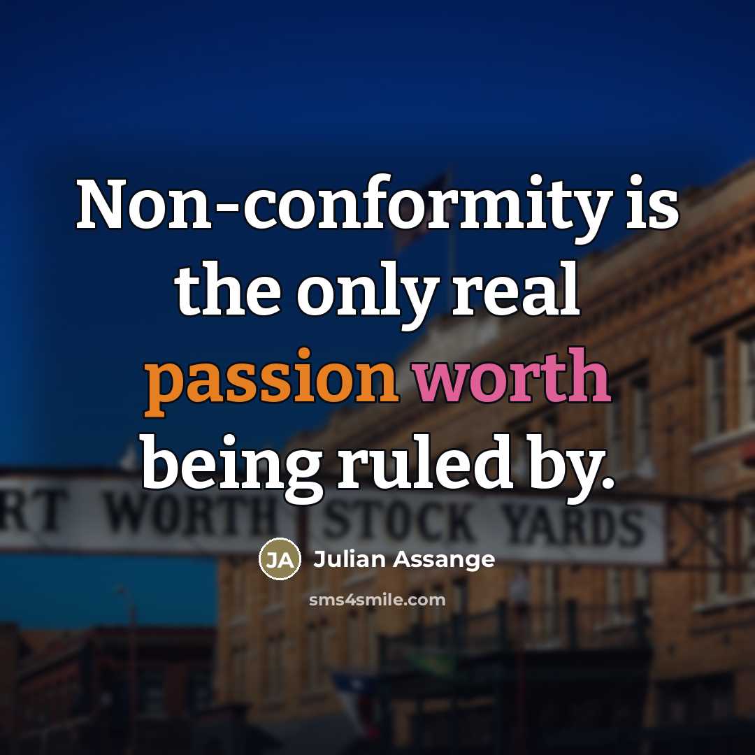 “Non-conformity is the only real passion worth being ruled by.…” quote by Julian Assange