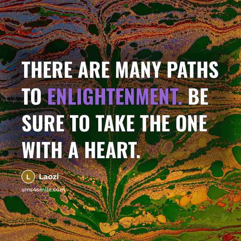 “There are many paths to enlightenment. Be sure to take…” quote by Laozi