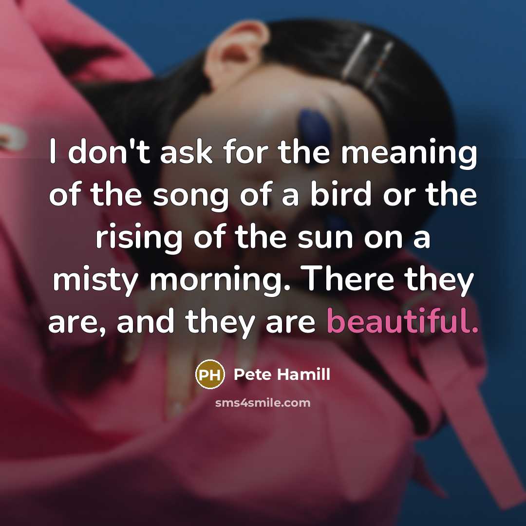 “I don't ask for the meaning of the song of…” quote by Pete Hamill