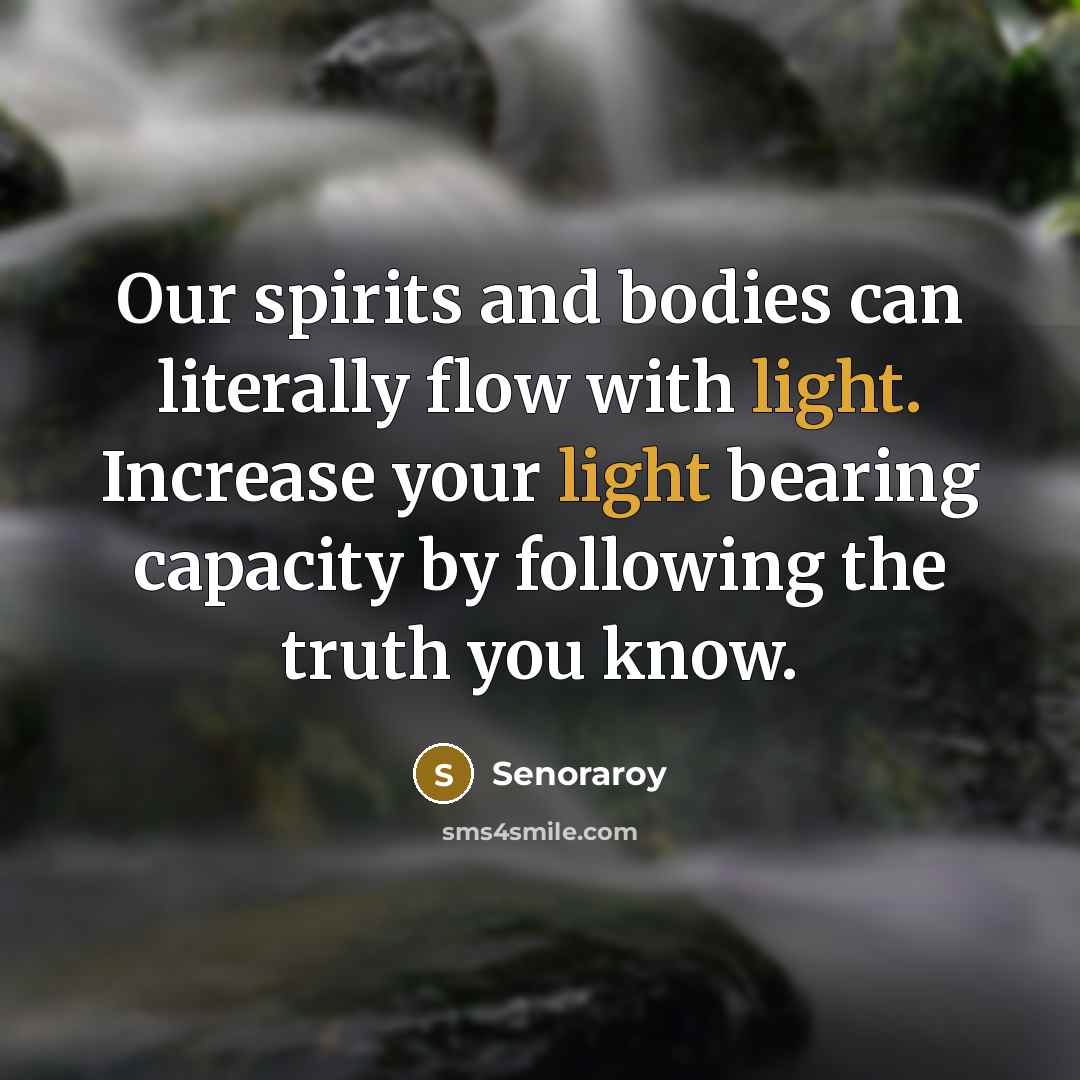 “Our spirits and bodies can literally flow with light. Increase…” quote by Senoraroy