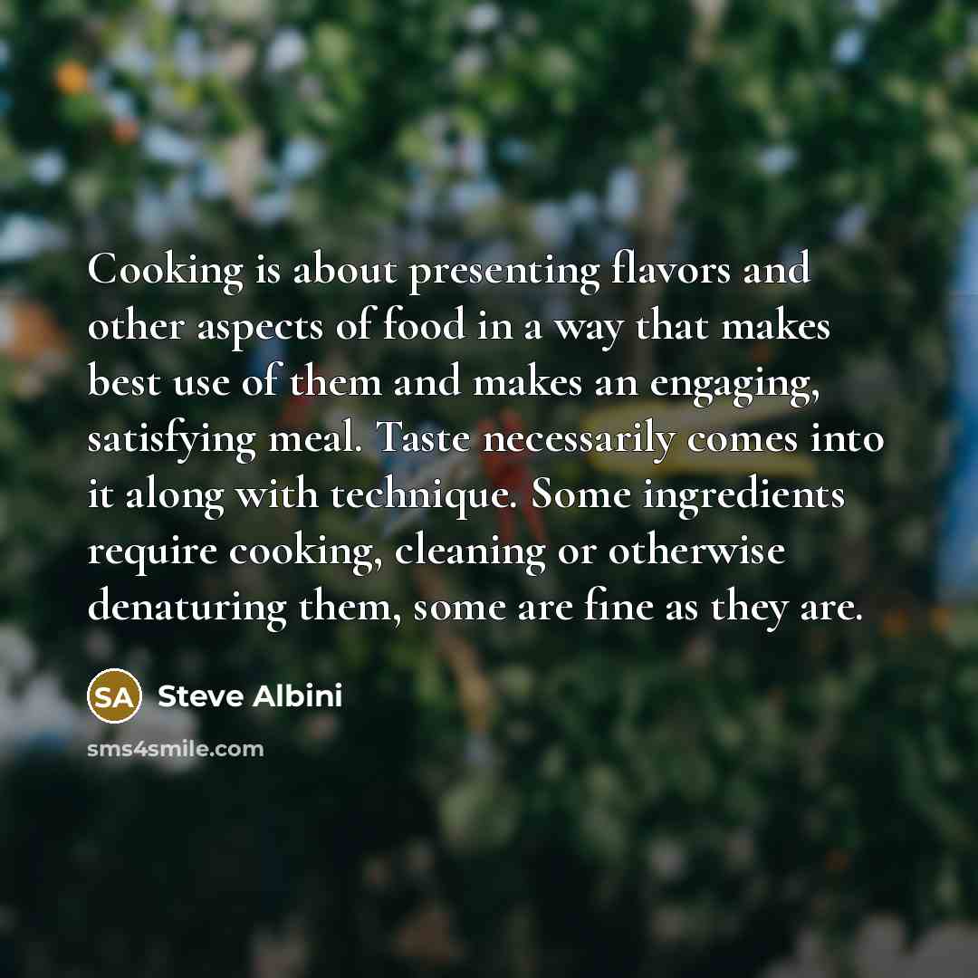 “Cooking is about presenting flavors and other aspects of food…” quote by Steve Albini