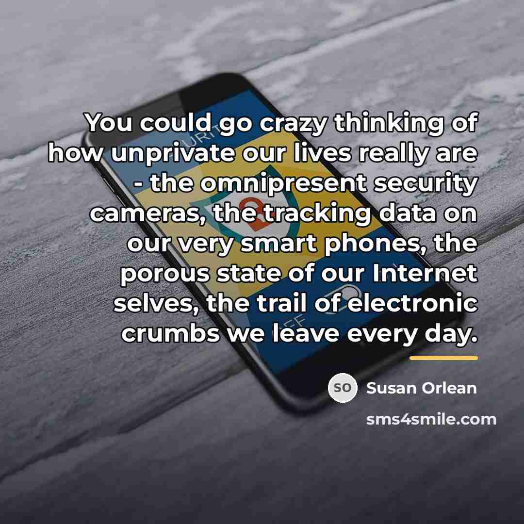 “You could go crazy thinking of how unprivate our lives…” quote by Susan Orlean