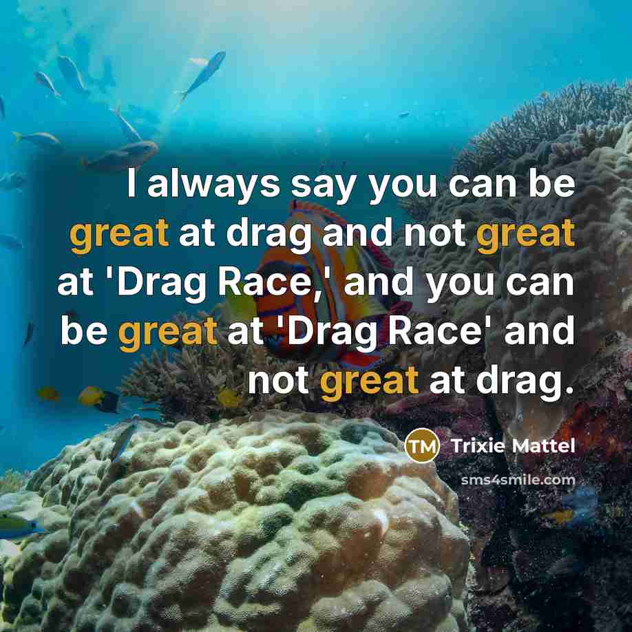 “I always say you can be great at drag and…” quote by Trixie Mattel