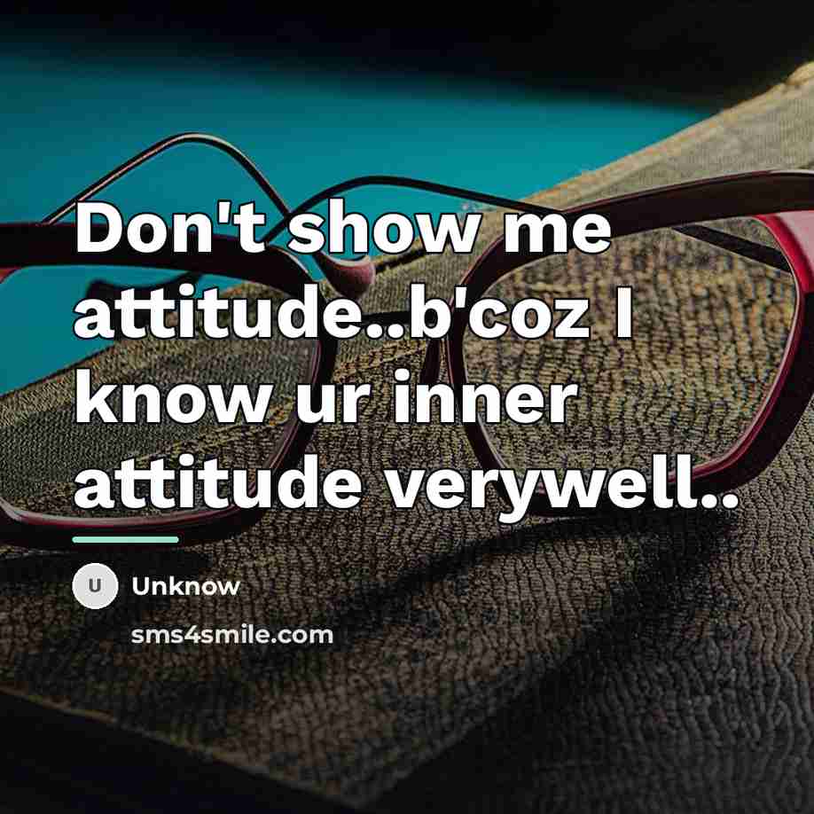 “Don't show me attitude..b'coz I know ur inner attitude verywell..…” quote by Unknow