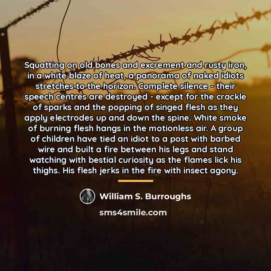 “Squatting on old bones and excrement and rusty iron, in…” quote by William S. Burroughs