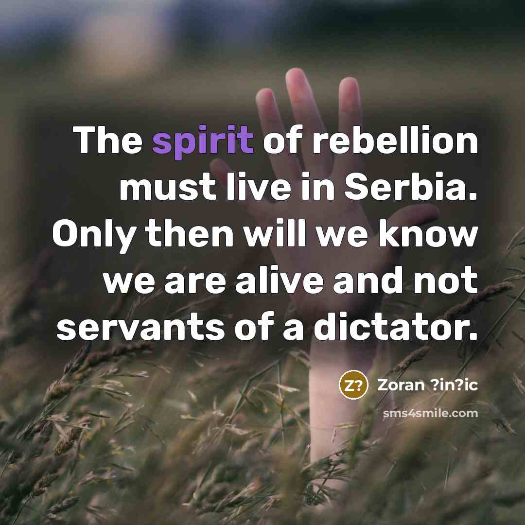 “The spirit of rebellion must live in Serbia. Only then…” quote by Zoran ?in?ic