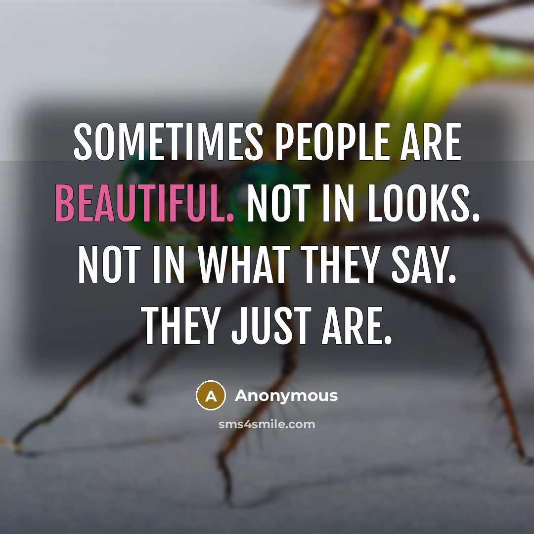 “Sometimes people are beautiful. Not in looks. Not in what…” quote by Anonymous