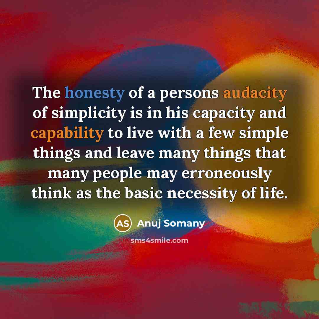 “The honesty of a persons audacity of simplicity is in…” quote by Anuj Somany