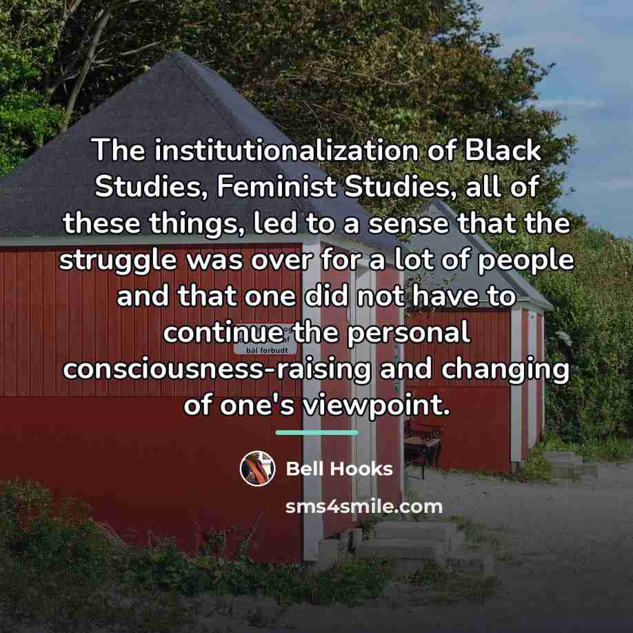 “The institutionalization of Black Studies, Feminist Studies, all of these…” quote by bell hooks