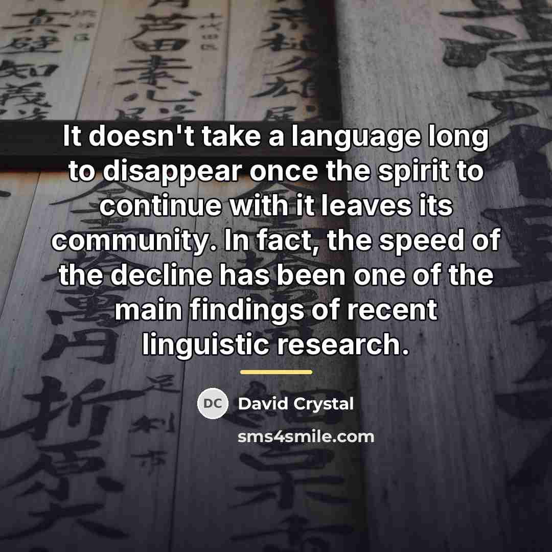 “It doesn't take a language long to disappear once the…” quote by David Crystal