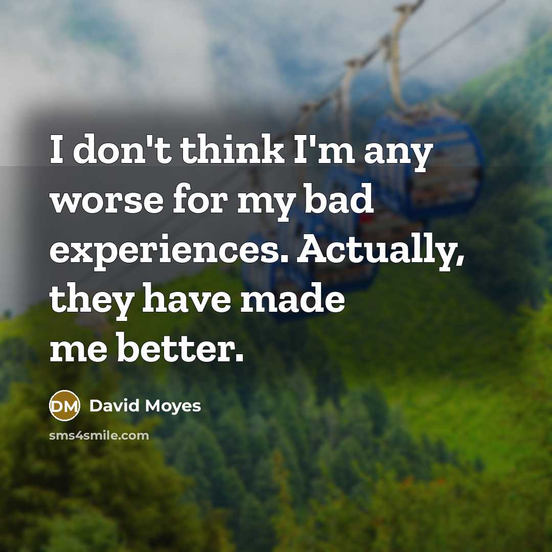 “I don't think I'm any worse for my bad experiences.…” quote by David Moyes
